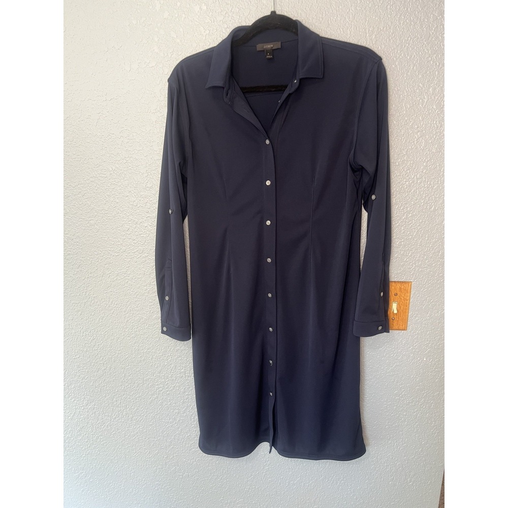 J Crew Navy Button Down Shirt Dress Size Small - Picture 3 of 9